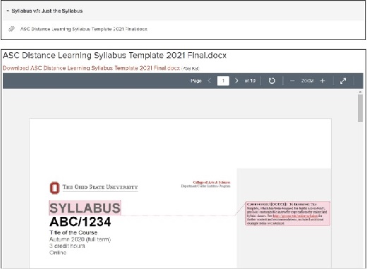 Carmen module link to word document syllabus