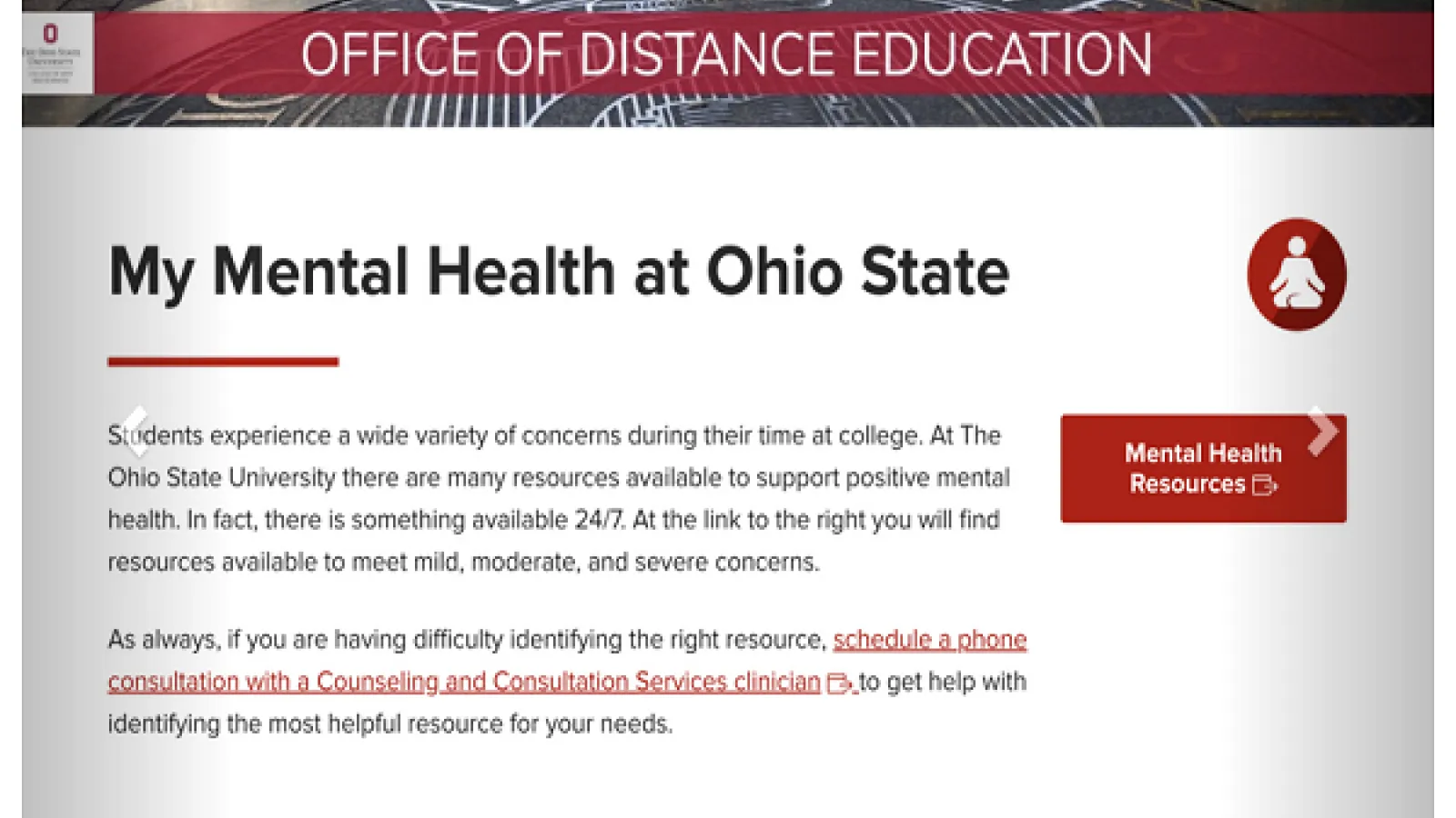 Office of Distance Education - My Mental Health at Ohio State