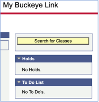 Screenshot image of the Buckeyelink login screen where the To Do List is located. 