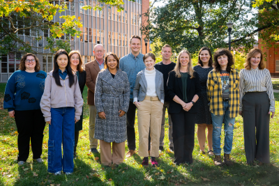 The Office of Distance Education team standing outside on Ohio State's campus.