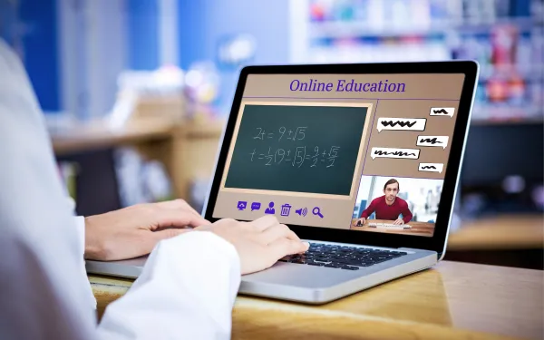 student working with an online math tool
