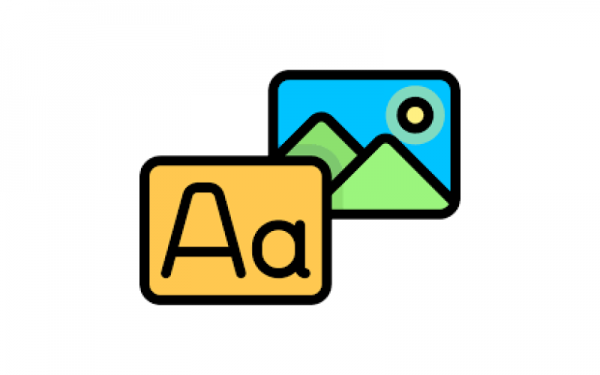 2 Icons, one with image of mountains and the other with the letter "A" in upper and lower case