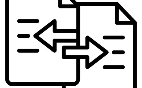 Black and white document sharing logo