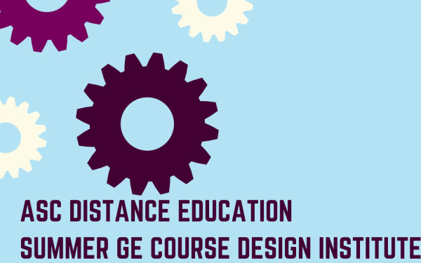 Decorative Image with Gears and the text, "The Distance Education GE Course Design Institute"