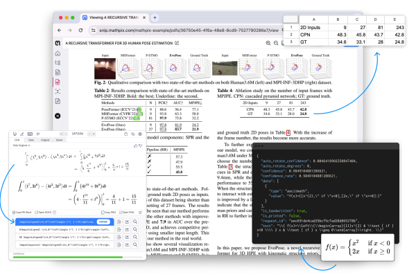 Mathpix document conversion formats include LaTeX PDF DOCX